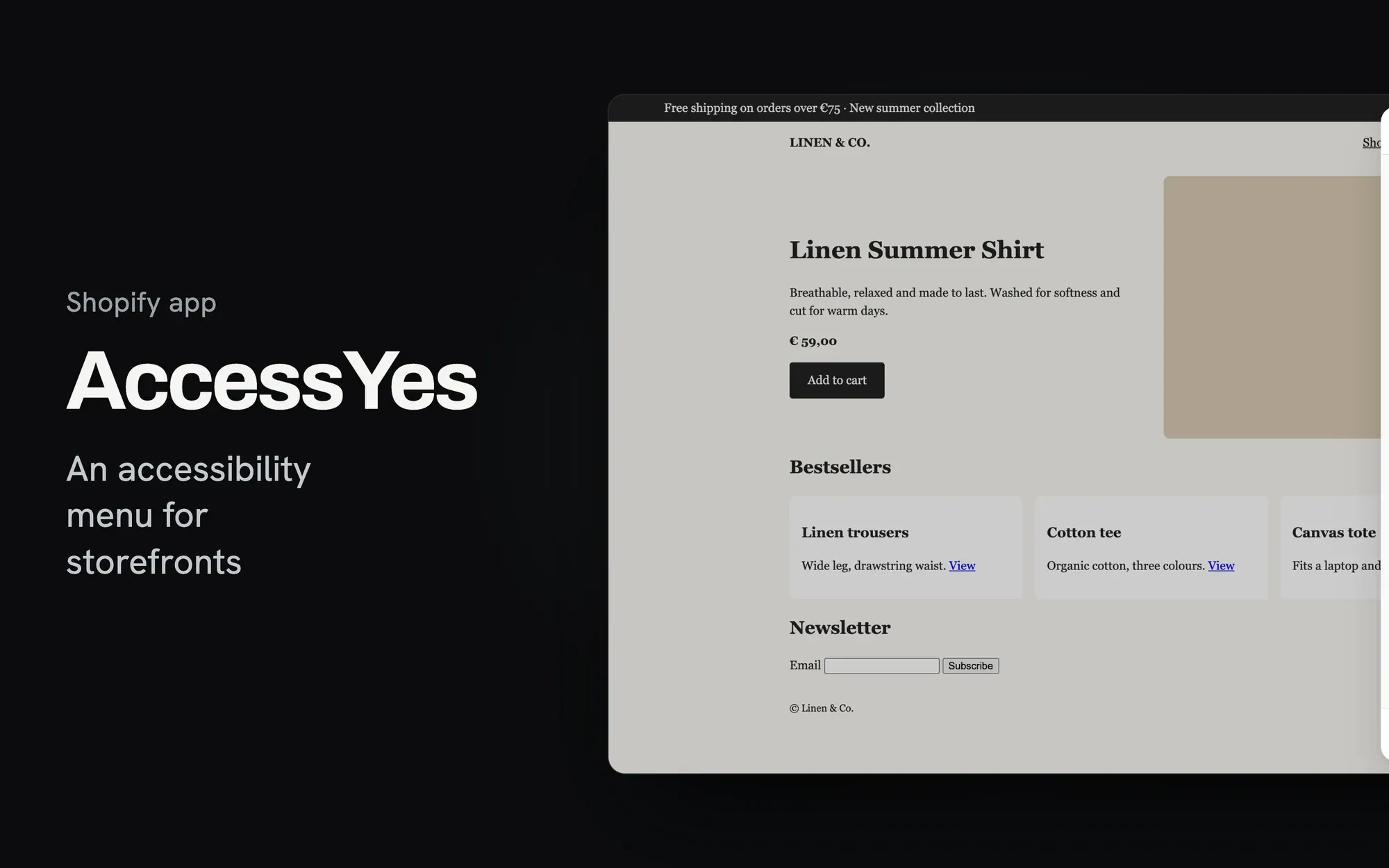AccessYes — An accessibility menu for Shopify storefronts that remembers what each visitor needs.
