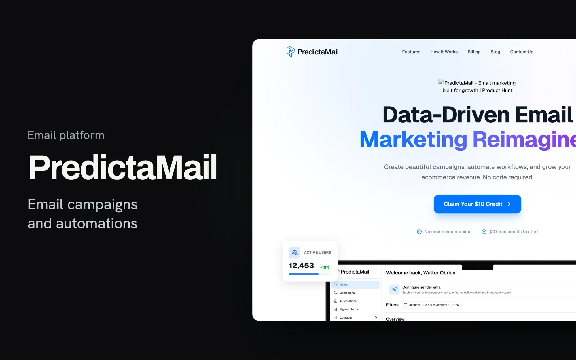 PredictaMail — An email marketing platform for ecommerce, built around three editors and a Shopify sync.
